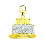 14K Yellow Gold Diamond Birthday Cake Charm
