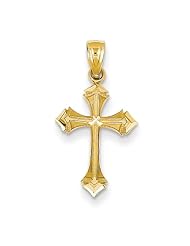14k Yellow Gold Diamond-cut Passion Cross Charm