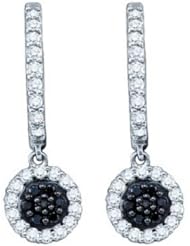 10K White Gold 0.49CT Black & White Diamond Dangling Fashion Earring