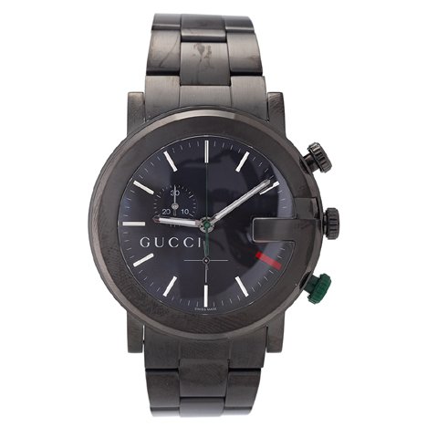 Gucci 101 G Round Chrono Black PVD Men's YA101331