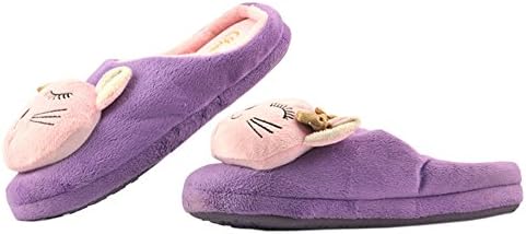 ONLEAD Winter Women's with Cat Doll Head Dragged Purple Color Cotton Slippers L