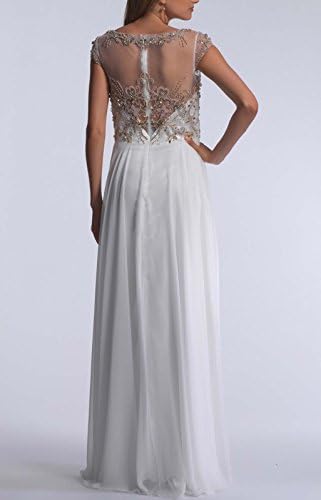 Sherrydress Women's Full Length Embroidered Sheer Open Back Evening Gown