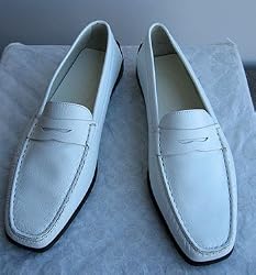 Tod's Women Classic Gommini Penny Loafers Shoes 7.5 37.5 White