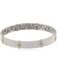 18k Yellow Gold Plated Sterling Silver Rope Design with Diamond Accent Bangle (1/6 cttw, I-J Color, I3 Clarity)