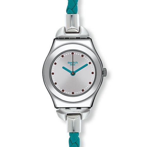 Swatch Women's Irony YSS282G Blue Leather Swiss Quartz Watch with Silver Dial