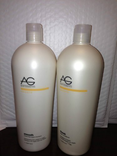 Ag Hair Smooth Sulfate Free Argan Shampoo 33.8 Oz and Ag Hair Sleeek Argan Conditioner, 33.8 Oz
