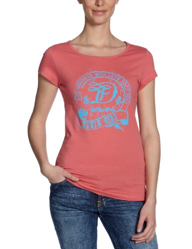 TOM TAILOR Denim Damen T-Shirt, 10228260071/NOS printed logo shirt, Gr. 42 (XL), Pink (418 Preisvergleich