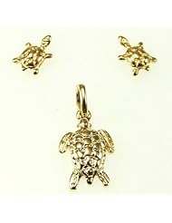 Kala-isjewels - Ladies -18ct Gold Plated "" Turtle"" Pendant ( 0,79"" ) and Earrings