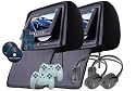 New Pair BLACK Headrest with 7" DVD USB SD VIDEO Monitors Wireless Game Car Package