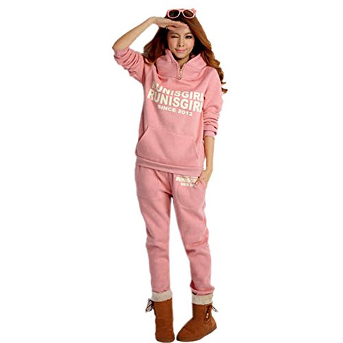 ROPALIA Womens Thickening 3 Pcs Hoodies Set Tracksuit Sports Hoodie+Pants+ Vest