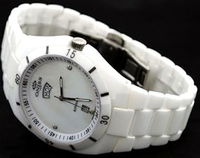 Oniss #ON8881-M7 Men's White Liso Ceramic Collection Watch
