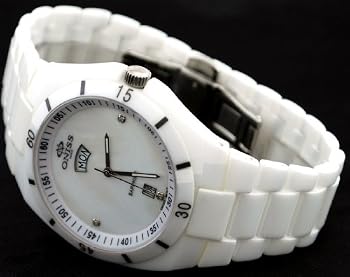 Oniss #ON8881-M7 Men's White Liso Ceramic Collection Watch