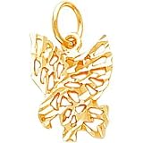 10K Yellow Gold Flying Eagle Charm Diamond Cut
