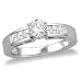 14k White Gold Round Diamond Engagement Ring w/ Channel-Set Princess-Cut and Baguette Diamonds (1/2 ct center, 3/4 cttw, G-H Color, SI2-I1 Clarity)