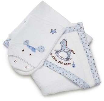 Vitamins Baby Baby-boys Newborn Rock A Bye Baby 2 Piece Hooded Towel Set