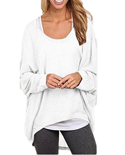 EXLURA Oversized Loose Blouse Long Batwing Sleeve Tee Shirt