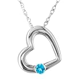 14k White Gold Sky Blue Topaz Heart Pendant, 18