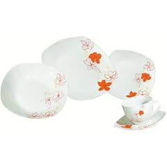 ARTE VIVA 111603 Kaffee und Tafelservice Tosca, 30-teilig, Porzellan, eckig, orange, Design by Emilio Bilinni