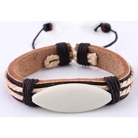 Genuine Leather Bracelet - Brown Color with Steel Accent