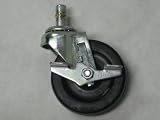 Swivel caster with brake, 3 diameter soft rubber wheel. 7/16x1 grip ring stem. 90 pound load capacity.