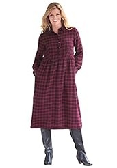 Plus Size A-line Knee Length Fall Plaid Print Empire   Waistline  Dress with a Brush/Sweep Train 