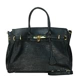 Shop Chic Designer Styled Faux Leather Croc Tote with Gold Lock (Apparel)