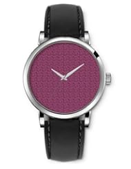 SPRAWL Aanalog Fashion Series Silver Ladies Watches of Genuine Black Leather Strap,Unique Wrist Watch for Women Girls Designed with Texture of purple fabric totora