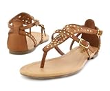Soda FORTE Women's Studded Flat Sandals