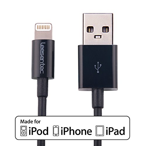 [ Apple MFI Certified] Leesentec Lightning Cable One-year Warranty for for ios9 iPhone 6s / 6s iPhone 6 /6 Plus Iphone 5s / 5c / 5, Ipad Air / Mini / Mini2, Ipad 4th Generation, Ipod 5th Generation, and Ipod Nano 7th Generation 3.3ft / 1m (Black)