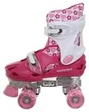 De Li Rollschuhe für Kinder verstellbar (27 - 30||fuchsia rosa silber )