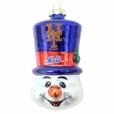 MLB New York Mets Blown Glass Top Hat Snowman Ornament