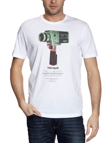 TOM TAILOR Herren T-Shirt 10229470010/n.y. camera print tee, Gr. 48 (M), Wei&szlig; (2054) Preisvergleich