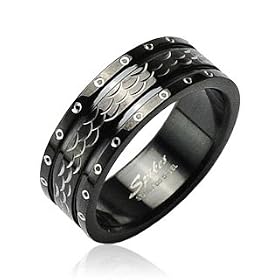 316L Surgical Stainless Steel Rings/ IP Black/Dia Cut - Size:9