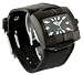 Nemesis #HST060K Men's Black IP Square Premium Wide Leather Cuff Band Watch