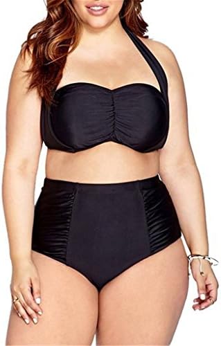 Feverishop Women Retro Ruched High Waist Bikini 2 piece Swimwear Swimsuit