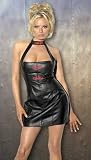 Leather Dress with Frogs Neck with Snap Closure Back Zipper Opening Sizes: Small, Medium, Large or X-Large