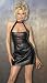 Leather Dress with Frogs Neck with Snap Closure Back Zipper Opening Sizes: Small, Medium, Large or X-Large