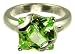 Silver Large Square Created Peridot Glass Ring