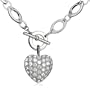 Sterling Silver Cubic Zirconia Pave Heart Pendant, 18"