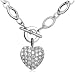 Sterling Silver Cubic Zirconia Pave Heart Pendant, 18"