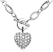 Sterling Silver Cubic Zirconia Pave Heart Pendant, 18"