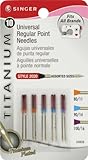 Singer Titanium Universal Regular Point Machine Needles for Woven Fabric, Assorted Sizes, 10-Pack