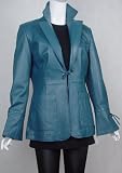 40077 Genuine Soft Supple Light Lambskin Real Leather Blazer - Notched Laid Down Collar Tie Closure Front - Tie Slit Turn Back Cuff - Polyester Lined - Slim Fit - No Insulation - Petite Regular Plus Size
