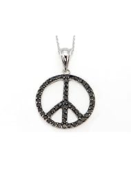 .79 ctw Black Diamond Peace Sign Necklace 14k white gold
