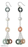 Jade and pearl earrings, 'Eternity'