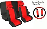Full Set 11pc Flat Cloth Universal Car Seat Covers Red & Black Color Free Bonus Steering Wheel & Shoulder Pads 41jTe38ncAL. SL160 Full Set 11pc Flat Cloth Universal Car Seat Covers Red & Black Color Free Bonus Steering Wheel & Shoulder Pads
