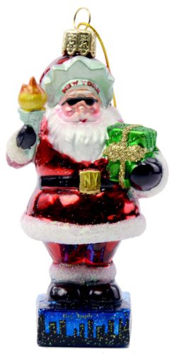 Kurt Adler 4-Inch Glass New York Santa Statue of Liberty Ornament Kurt Adler 4-Inch Glass New York Santa Statue of Liberty Ornament