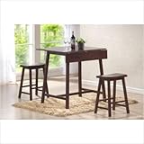 Boraam Saddle Double Drop Leaf 3 Piece Set in Espresso