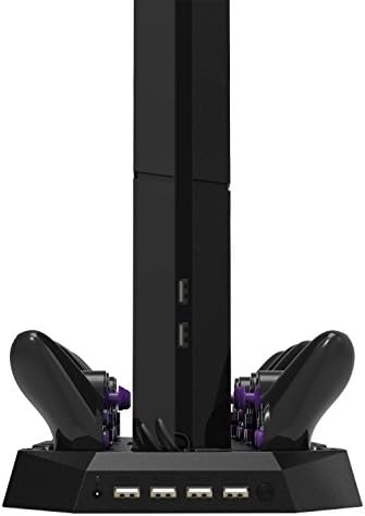 VICLUS(TM) 10 in 1 Super Multifunction Ps4 Vertical Stand Charger Station,4 Charging Dock for Playstation 4 Dualshock 4 Wireless Controller,Two Cooling Fans and Quad USB HUB Charger Ports