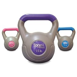 Tone Fitess 5, 10 & 15 Vinyl Cement Kettlebell Set